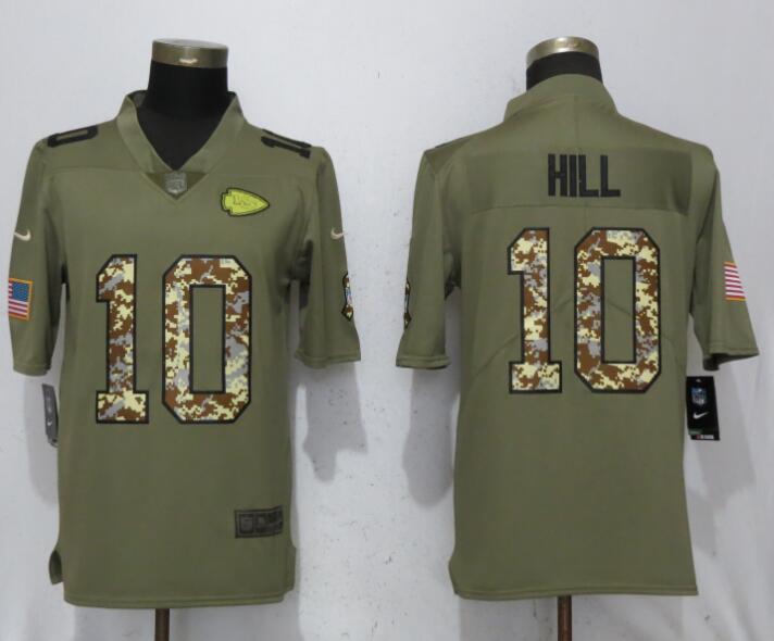 Men Kansas City Chiefs #10 Hill Olive Camo Carson 2017 Salute to Service Limited Nike NFL Jerseys